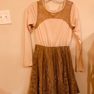 Long Sleeve Dress with Lace Overlay